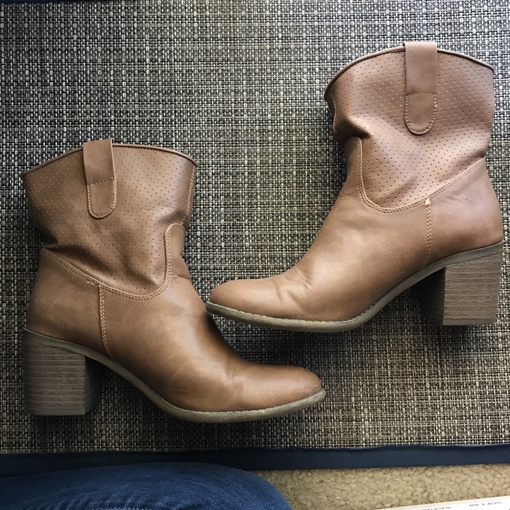 Brown leather boots